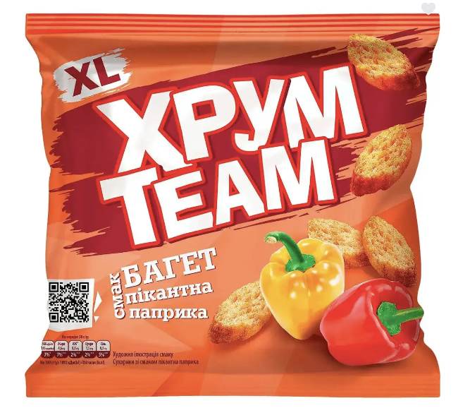 Сухарики ХрумTeam Багет Пікантна паприка 0.09кг